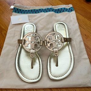 *NEW* Tory Burch Miller Sandal Leather Metallic Gold